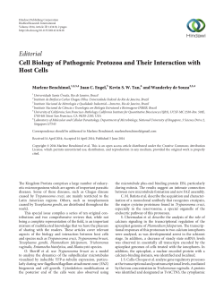 Editorial Cell Biology of Pathogenic Protozoa and Their