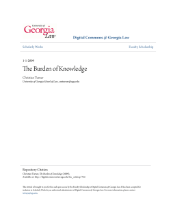 The Burden of Knowledge - Digital Commons @ Georgia Law