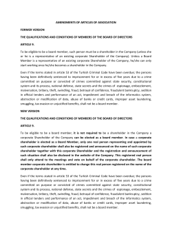 Proposal Amendments of the Articles of Association
