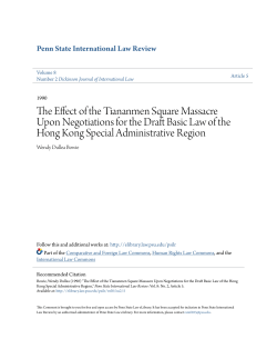 The Effect of the Tiananmen Square Massacre Upon Negotiations