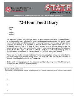 72-Hour Food Diary - Health Promotion and Wellness