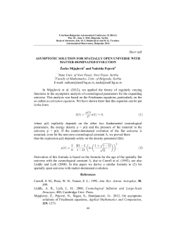 Short talk ASYMPTOTIC SOLUTION FOR SPATIALLY OPEN