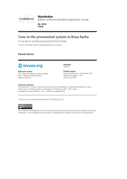 Tone in the pronominal system in Bissa Barka
