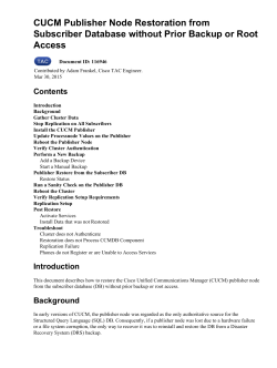CUCM Publisher Node Restoration from Subscriber