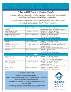 1st Quarter 2016 Volunteer Education Schedule