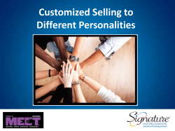 Customized Selling to Different Personalities