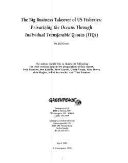 Big Business Take Over of US Fisheries