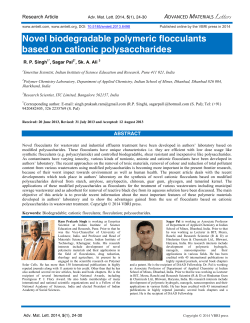 Novel biodegradable polymeric flocculants based on cationic