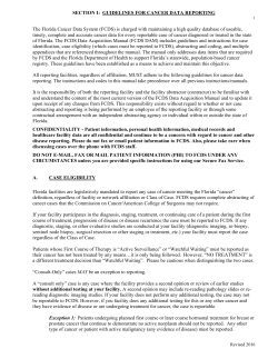 SECTION I: GUIDELINES FOR CANCER DATA REPORTING The