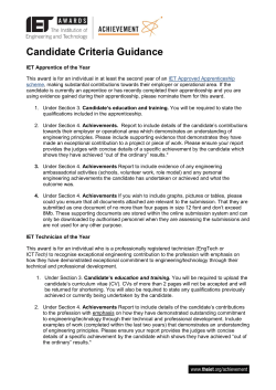Candidate Criteria Guidance