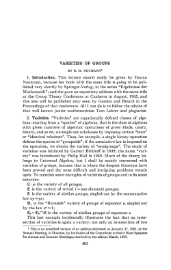 VARIETIES OF GROUPS 1. Introduction. This lecture should really