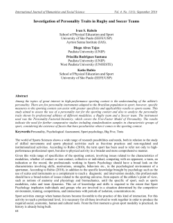 Investigation of Personality Traits in Rugby and Soccer Teams