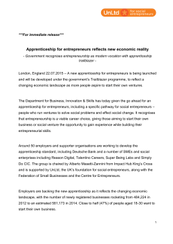 Apprenticeship for entrepreneurs reflects new economic reality