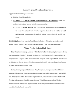 Sample Notes and Procedures/Expectations Wilmot Proviso Seeks