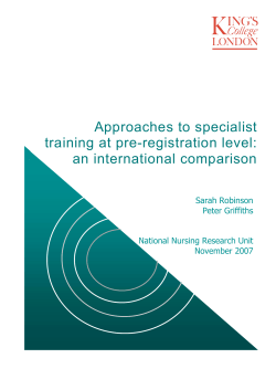 Approaches to specialist training at pre