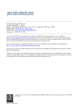 On Not Defining "Rhetoric" Author(s): Robert L. Scott Source