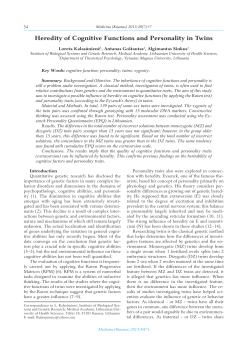 Heredity of Cognitive Functions and Personality in Twins