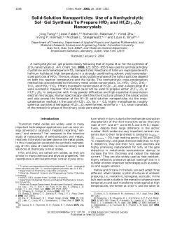 Solid-Solution Nanoparticles: Use of a Nonhydrolytic Sol&minus;Gel