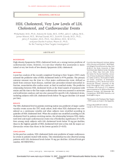 HDL Cholesterol, Very Low Levels of LDL Cholesterol
