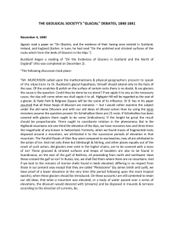 THE GEOLGICAL SOCIETY`S "GLACIAL" DEBATES, 1840-1841
