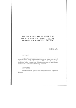 THE INFLUENCE OF AN AMERICAN EDUCATOR (JOHN DEWEY