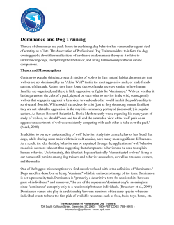 Dominance and Dog Training