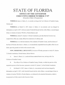 2017-97 Executive Order suspends the Tax Collector of Franklin