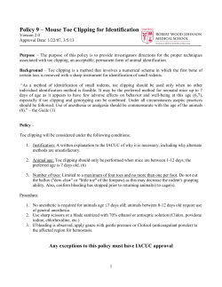 Policy 9 &ndash; Mouse Toe Clipping for Identification