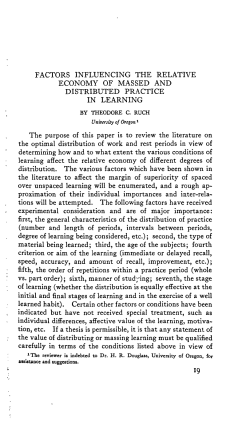 Factors influencing the relative economy of massed and