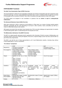 Factsheet - The Further Mathematics Support Programme