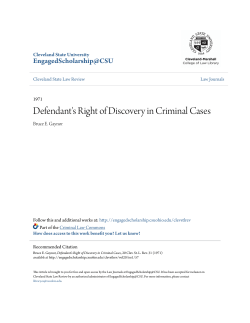 Defendant`s Right of Discovery in Criminal Cases