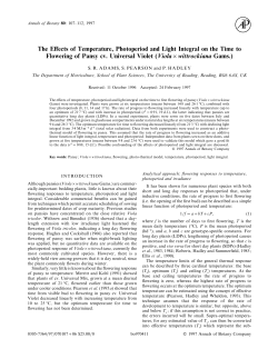 The Effects of Temperature, Photoperiod and