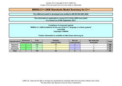 MISRA-C++:2008 Standards Model Summary for C++