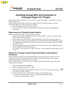 Activating Change MCU and Connection in Processor Expert