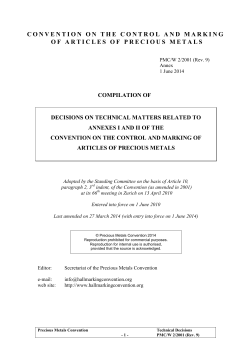 convention on the control and marking of articles of precious metals
