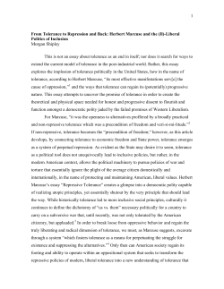 1 From Tolerance to Repression and Back: Herbert Marcuse and the