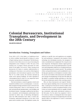 Colonial Bureaucrats, Institutional Transplants, and