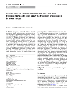 Public opinions and beliefs about the treatment of depression in
