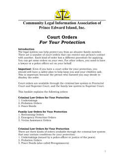Court Orders For Your Protection - Community Legal Information