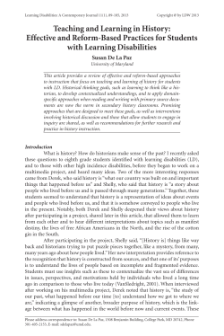 Teaching and Learning in History
