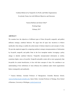 Unethical Behavior by Nonprofit, For