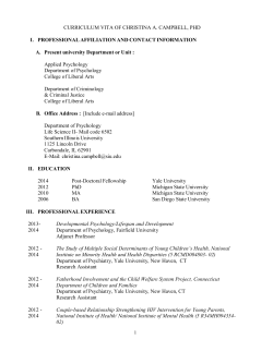 CURRICULUM VITA OF CHRISTINA A. CAMPBELL, PHD I