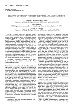 Digestion of Chitin by Northern Bobwhites and American Robins