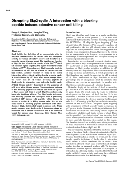 Disrupting Skp2-cyclin A interaction with a blocking