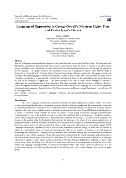 Language of Oppression in George Orwell`s Nineteen Eighty Four