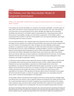 The Debate over the Shareholder Model of Corporate Governance