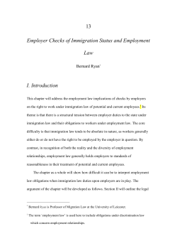 13 Employer Checks of Immigration Status and Employment Law I