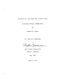 Injustice at the Tokyo War Crimes Trial An Honors Thesis