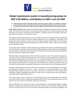 Dubai Investments assets in manufacturing grows to AED 3.05 billion