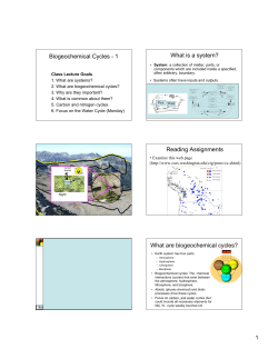 Biogeochemical Cycles - 1 What is a system? Reading Assignments